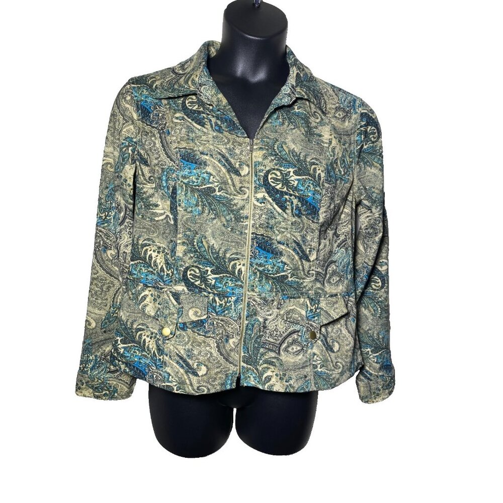 Christopher & Banks Womans Size XL Zip Jacket Bohemian Paisley Shacket